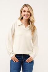 Miss Bliss Cielo Women's Polo Collared Pullover Sweater-Ivory