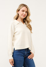 Miss Bliss Cielo Women's Polo Collared Pullover Sweater-Ivory
