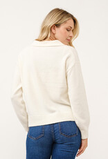Miss Bliss Cielo Women's Polo Collared Pullover Sweater-Ivory