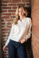 Miss Bliss Cielo Women's Polo Collared Pullover Sweater-Ivory