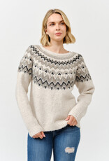 Miss Bliss Cielo Round Neck Embellished Knit Sweater-Khaki