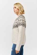 Miss Bliss Cielo Round Neck Embellished Knit Sweater-Khaki