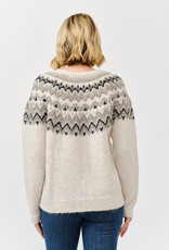 Miss Bliss Cielo Round Neck Embellished Knit Sweater-Khaki