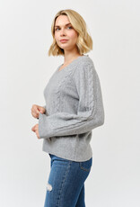 Miss Bliss Cielo Women's Lace Trim V Neck Pullover Sweater-H Grey
