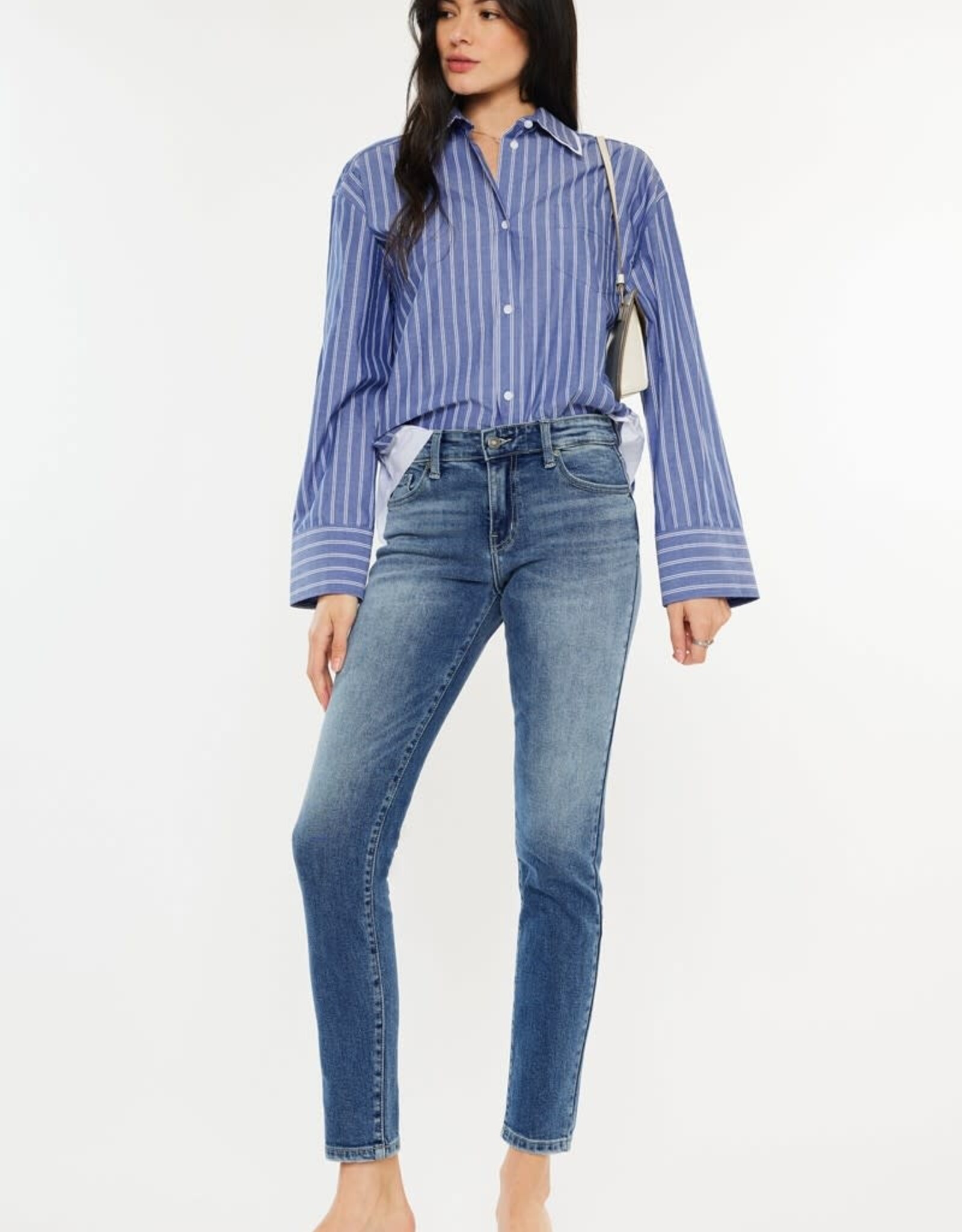 Miss Bliss KC Mid Rise Cigarette Fit Jeans- Medium Wash