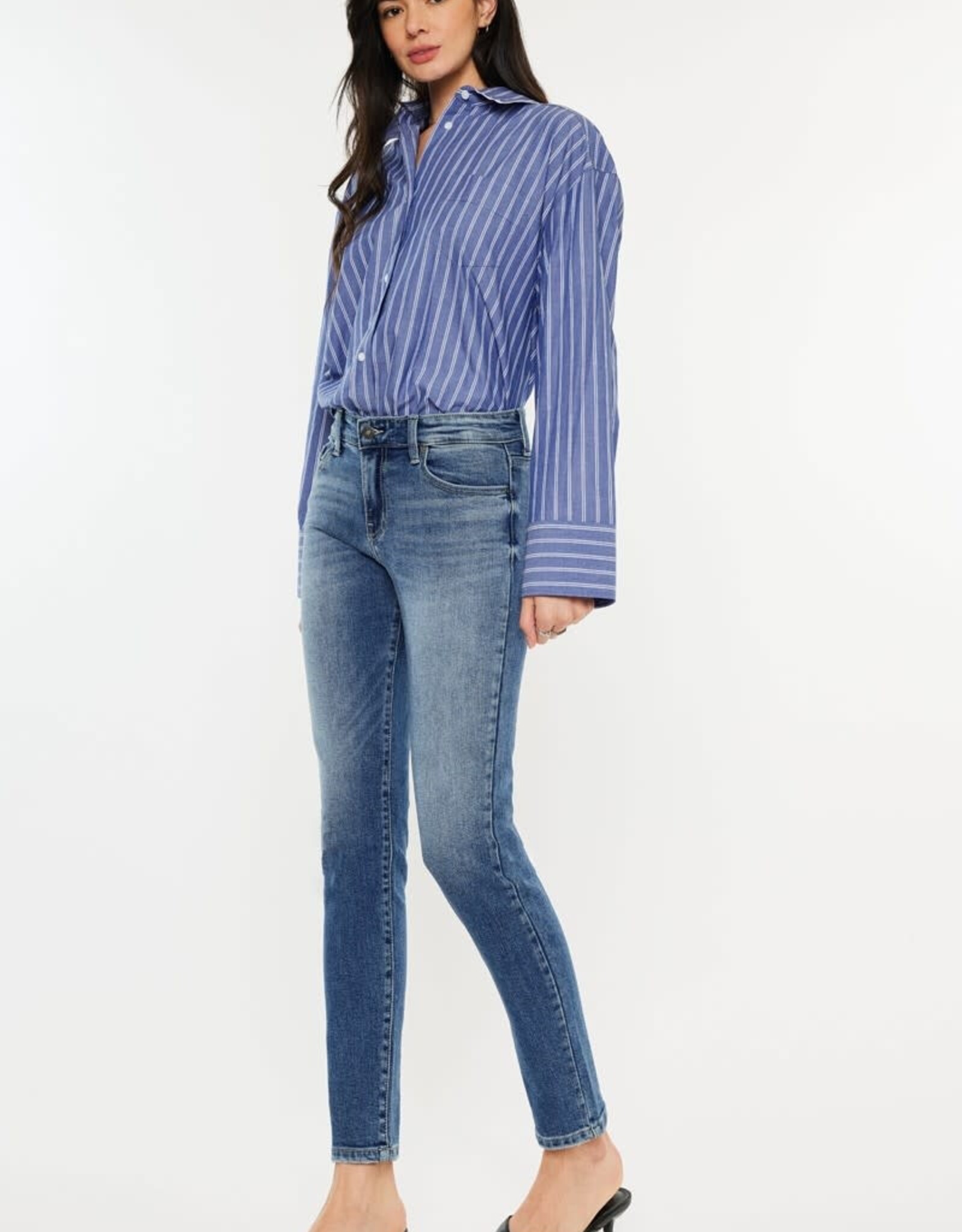 Miss Bliss KC Mid Rise Cigarette Fit Jeans- Medium Wash