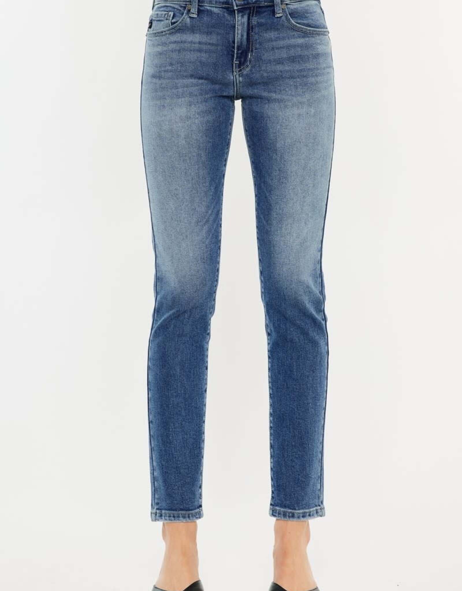 Miss Bliss KC Mid Rise Cigarette Fit Jeans- Medium Wash