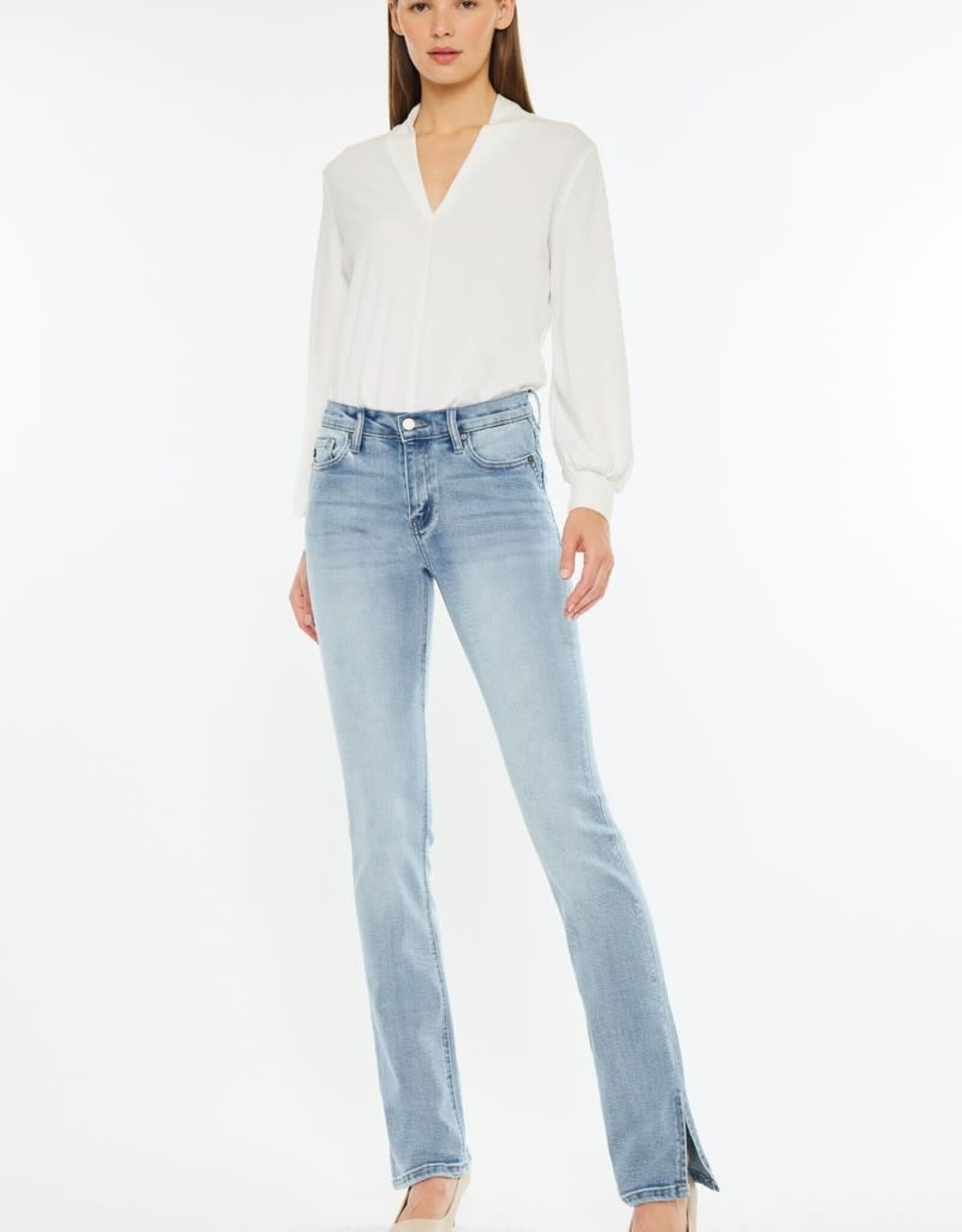 Miss Bliss KC Mid Rise Y2K Boot Cut Jeans- Medium Wash