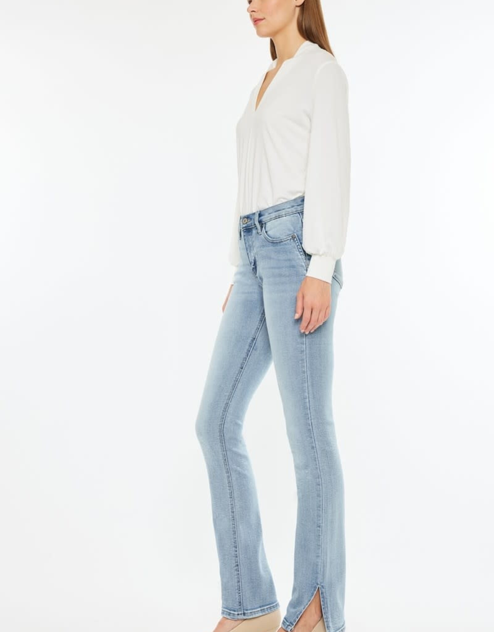 Miss Bliss KC Mid Rise Y2K Boot Cut Jeans- Medium Wash