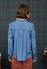 Miss Bliss Blu 3/4 Tab Sleeve Button Down Shirt- Chambray
