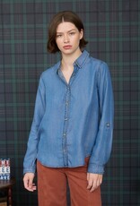 Miss Bliss Blu 3/4 Tab Sleeve Button Down Shirt- Chambray