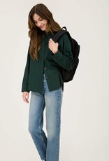 Miss Bliss Blu Solid Collared Long Sleeve Button Down Shacket- Hunter Green