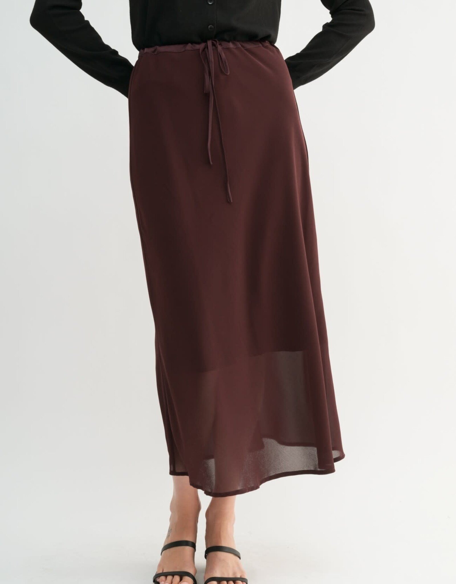 Miss Bliss F2F Double Layered Midi Skirt- Maroon