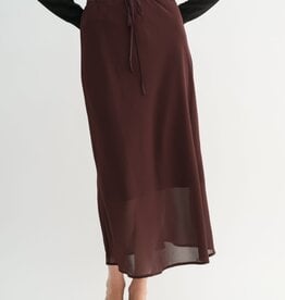 Miss Bliss Double Layered Midi Skirt- Maroon