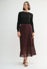 Miss Bliss F2F Double Layered Midi Skirt- Maroon