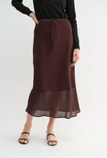 Miss Bliss F2F Double Layered Midi Skirt- Maroon