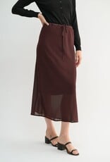 Miss Bliss F2F Double Layered Midi Skirt- Maroon
