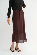 Miss Bliss F2F Double Layered Midi Skirt- Maroon