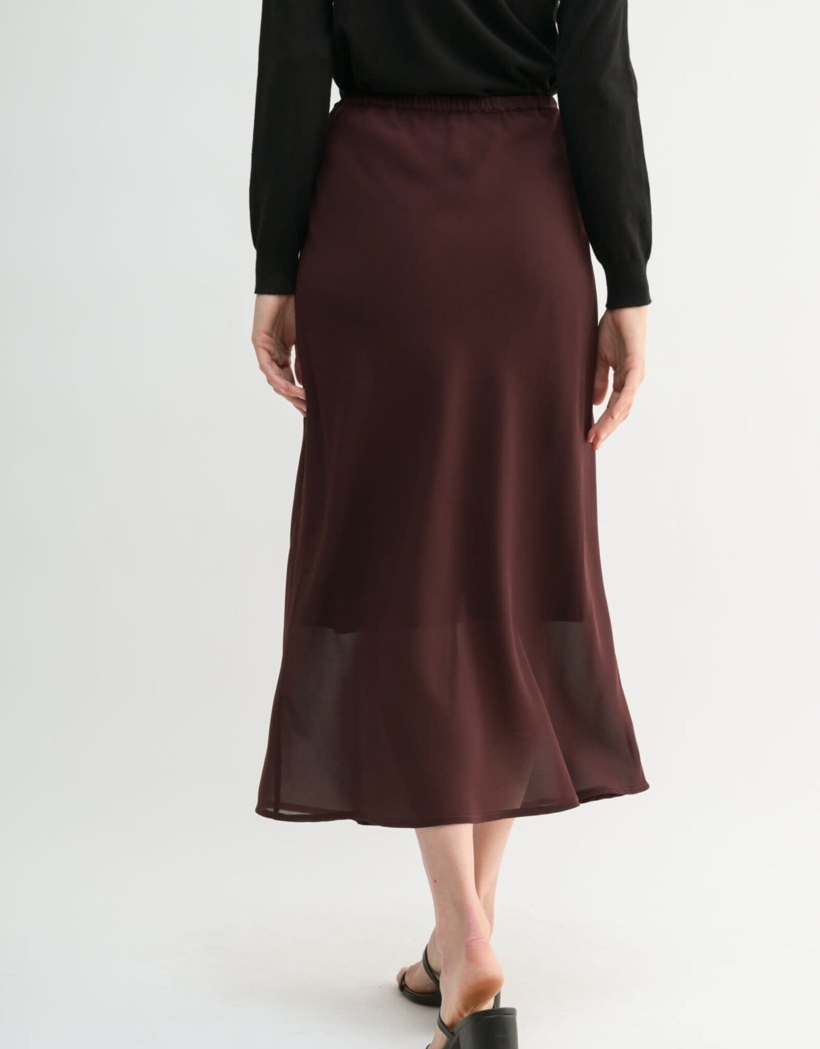 Miss Bliss F2F Double Layered Midi Skirt- Maroon