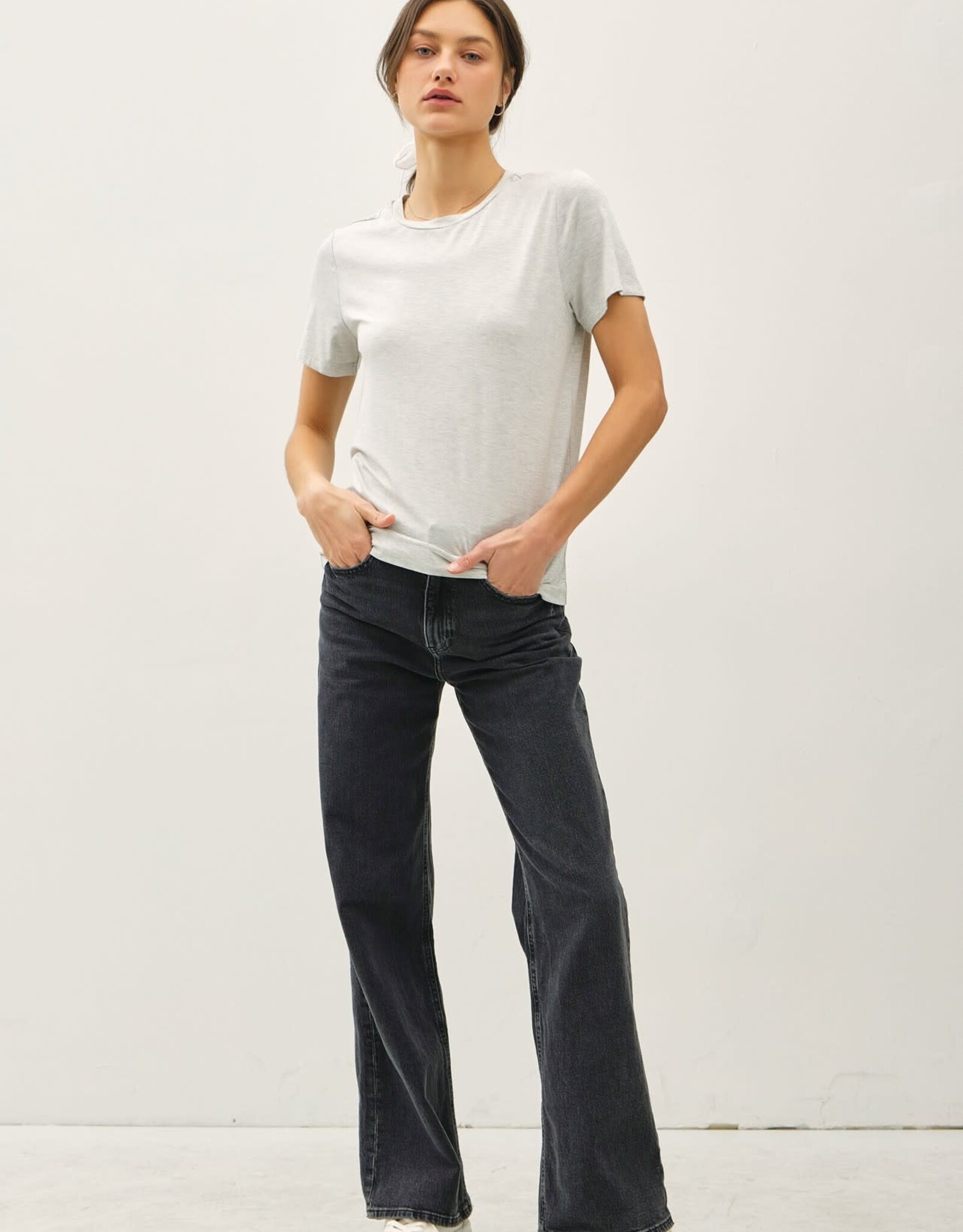 Miss Bliss BC Bamboo/modal Basic Round Neck T Shirt-H Grey