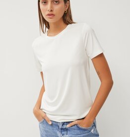 Miss Bliss Bamboo/modal Basic Round Neck T Shirt-Off-White