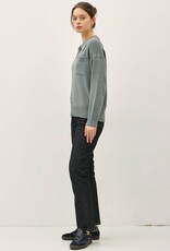 Miss Bliss BC Collared Henley Button Up Basic Sweater-Dusty Teal