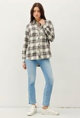Miss Bliss BC Oversized Cotton Flannel Shirt-Jade