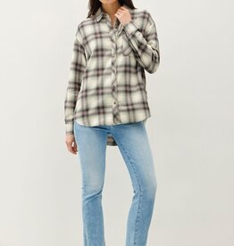 Miss Bliss Oversized Cotton Flannel Shirt-Jade