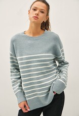 Miss Bliss BC Wool Blend Minimal Striped Sweater-Retro Blue