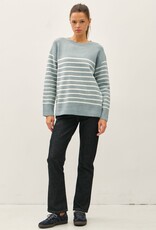 Miss Bliss BC Wool Blend Minimal Striped Sweater-Retro Blue