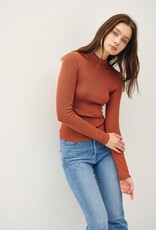 Miss Bliss BC Basic Ribbed Mockneck Sweater-Persimmon