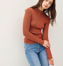 Miss Bliss BC Basic Ribbed Mockneck Sweater-Persimmon