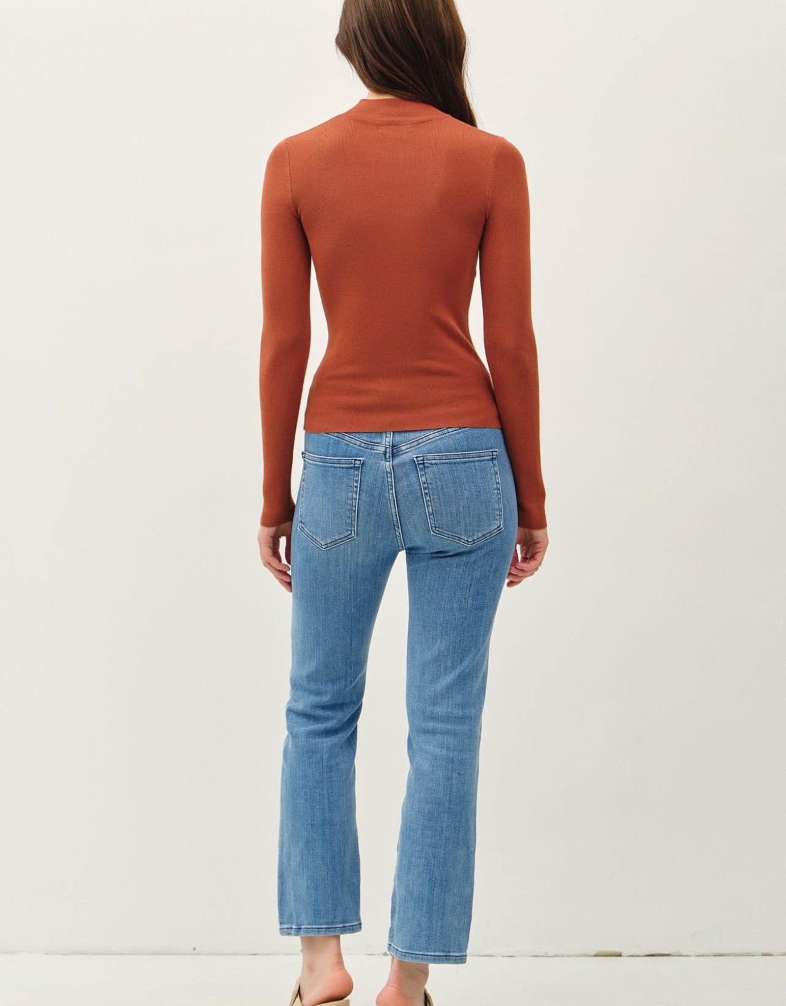 Miss Bliss BC Basic Ribbed Mockneck Sweater-Persimmon