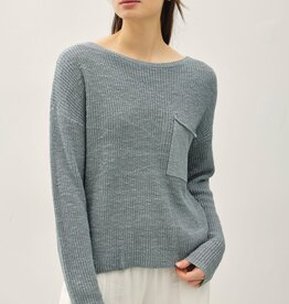 Miss Bliss Chunky Knit Wide Neck Sweater-Teal