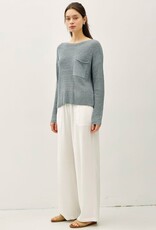 Miss Bliss BC Chunky Knit Wide Neck Sweater-Teal