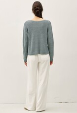 Miss Bliss BC Chunky Knit Wide Neck Sweater-Teal