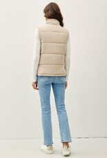 Miss Bliss BC Color-Suede Like Puffer Vest-Beige