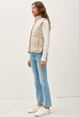 Miss Bliss BC Color-Suede Like Puffer Vest-Beige