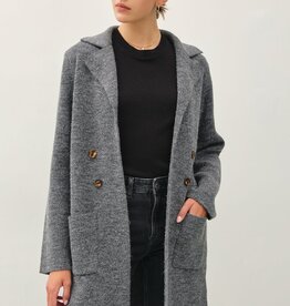 Miss Bliss Open Basic Sweater Coat W pocket-Charc