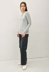 Miss Bliss Ultra Soft Basic Longleeve Henley Top-H Grey