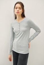 Miss Bliss Ultra Soft Basic Longleeve Henley Top-H Grey