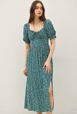 Miss Bliss BC Ruched Bust Dress With Volume Slv-Teal