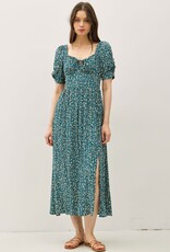 Miss Bliss BC Ruched Bust Dress With Volume Slv-Teal