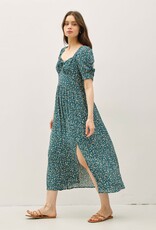 Miss Bliss BC Ruched Bust Dress With Volume Slv-Teal