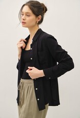Miss Bliss BC Classic Cut Button Up Long Sleeve Top-Black