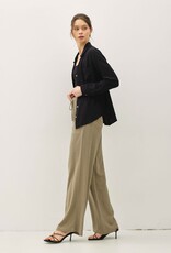 Miss Bliss BC Classic Cut Button Up Long Sleeve Top-Black