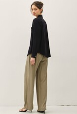 Miss Bliss BC Classic Cut Button Up Long Sleeve Top-Black