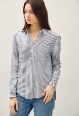 Miss Bliss BC Striped Long Sleeve Collared Button Up-Denim
