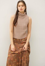Miss Bliss BC Chunky Cable Sweater Vest Top-Taupe