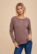 Miss Bliss Loom Baby Thermal Knit Top-Mocha